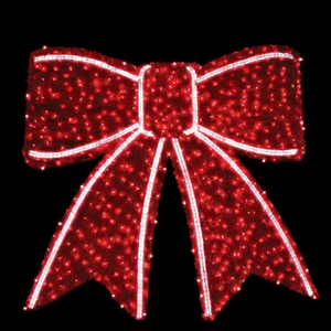 Christmas large <b>red</b> <b>led</b> bow ribbon gold color motif <b>light</b> for wall street holiday outdoor decoration - Product Image 4