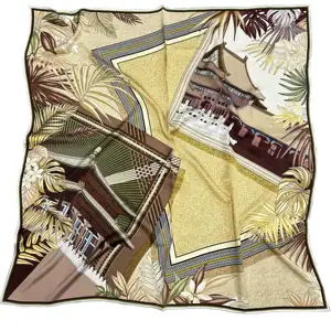 Lenços de seda personalizados para mulheres, lenço 100% puro de seda amoreira, desenho personalizado quadrado de luxo por atacado, 12 14 16 mm