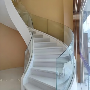 מעקה זכוכית מעוגל ללא מסגרת, יוקרתי, לשימוש פנים/חוץ, עם זכוכית מחוסמת, למרפסות וקניונים - Product Image 2