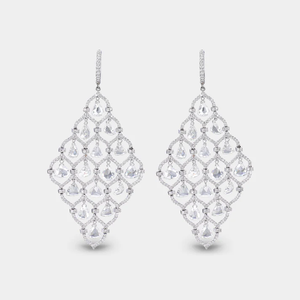 Boucles d'oreilles pendantes en diamant de qualité supérieure pour femmes, bijoux de mariée de créateur avec cristaux complexes pour réception de fiançailles - Product Image 1
