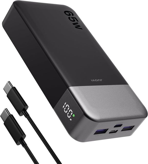 JOUVI 65W 20000mAh Power Bank , PD 3.0 QC 4.0 Fast Charging with LED Display, 2 USB-C, 2 USB-A for IPad, IPhone, Tablet, Laptop