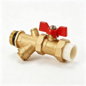 Válvula de cierre de latón engrosado con filtro en Y y conexión roscada para colector de caldera de sistema de calefacción PPR25/32 - Product Image 2