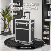Valise à roulettes portable en aluminium pour technicien(ne) ongulaire, avec fermeture éclair, boîte de rangement professionnelle pour maquillage, tiroirs et roues |   OEM disponible