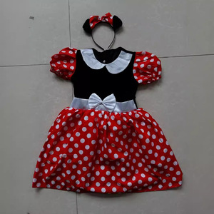 <span class=keywords><strong>Vestito</strong></span> <span class=keywords><strong>da</strong></span> Minnie Mouse per Bambine, Rosso a Pois, Costume <span class=keywords><strong>da</strong></span> Spettacolo in Raso a Trapezio con Fascia per Capelli - Product Image 3