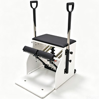 Chaise Wunda de Pilates Premium, structure classique, cadre robuste en contreplaqué multicouche peint en blanc avec poignées en D, chaise haute de Pilates
