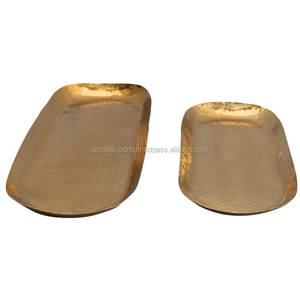 Vente en gros Ensemble de deux plateaux de service ovales en métal personnalisés pour table à café - Product Image 2