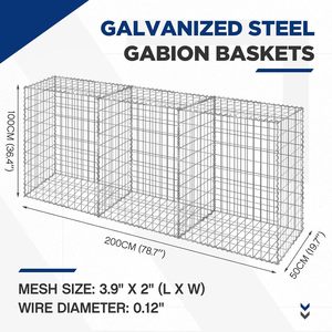 Paniers gabions modulaires en treillis métallique <span class=keywords><strong>galvanisé</strong></span> Tandefio, jardinières en pierre <span class=keywords><strong>à</strong></span> trous carrés, modèle CLO-Tandefio-1666, pose rapide et facile - Product Image 3