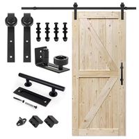 Kit de rail coulissant pour porte de grange en bois massif classique moderne avec roulettes à glisse fluide pour chambre à coucher et salle de bain