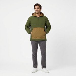 Finer Threads Men's Olive Brown <b>Canvas</b> Hooded Windbreaker Jacket-Vintage Style Custom Logo Options 100% Cotton New Arrival - Product Image 1