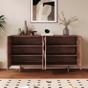 <span class=keywords><strong>Buffet</strong></span> d'entrée design en bois massif de style médiéval, meuble de rangement rétro en noyer avec cloison pour salon - Product Image 4