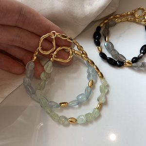 Bracciale di Lusso in Ottone Placcato Oro 18K con Cristalli Colorati e Perline Multicolore in <span class=keywords><strong>Ossidiana</strong></span>, <span class=keywords><strong>Gioielli</strong></span> da Donna all'Ingrosso - Product Image 2