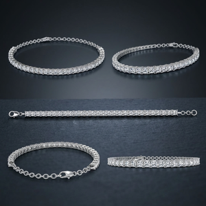Classic Princess Cut Wrist <b>Bangle</b> Single 0.25ct Gem Hand Adornment Polished Metal Chain for Women Formal Occasion - Product Image 3
