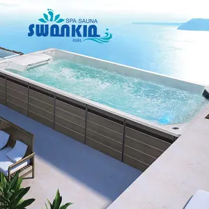 Swankia Hot selling outdoor swimming spa luxury large size jaccuzzi swimming training system hot tub/whirlpools