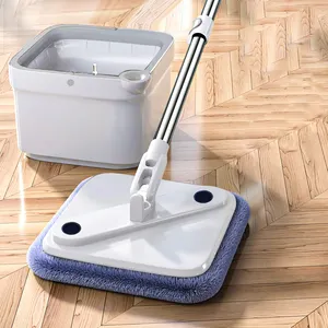 Großhandel Hand-Free Lazy Squeeze Mop mit Eimer Automatic Magic Floor Mop Selbst reinigender Nano-Mikrofaser-Stoff Square Mop