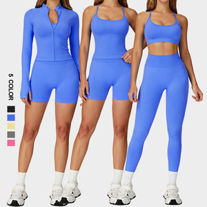 Custom Yoga Set Fitness Wear Seamless Fashionable Sportswear Jaquetas Roupas Femininas Ginásio Leggings High End Athletic Wear - Product Image 1