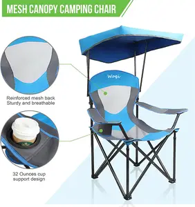 Woqi-sillas plegables para acampar al aire libre, con reposabrazos y dosel