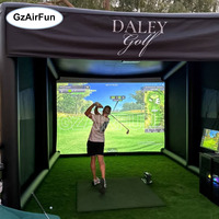 Enceinte de simulateur de golf gonflable avec logo personnalisé, cage de frappe de golf portable avec écran d'impact