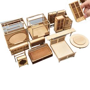 เฟอร์นิเจอร์ไม้สไตล์จีน 1:25, เตียง, ตู้เก็บของ, ตู้เสื้อผ้า, โต๊ะกลม, ไม้แขวนเสื้อ, โมเดลไม้จันทน์ - Product Image 4