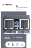 Meuble-lavabo double vasque moderne mural avec miroir LED intégré, en contreplaqué étanche, certifié CE
