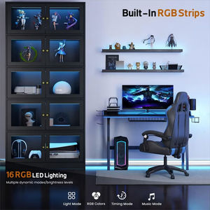 Vitrina de Cristal Iluminada de 5 Niveles, Vitrinas para Exhibición de Aficiones, Muebles Modernos para Sala de Estar con Altura Ajustable y Ecológicos - Product Image 5