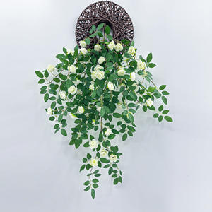 Simulé Rose Vigne Chlorophytum Comosum Intérieur Vert Plastique Faux Fleur Rotin Tenture Murale Plantes Ensembles De Décoration De Fête - Product Image 5