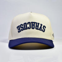 Casquettes de baseball 5 panneaux en sergé bicolore, logo personnalisé en relief – Faible MOQ 50 pièces, coton respirant pour événements promotionnels