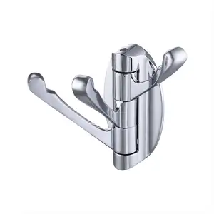 Coat Hook Folding Swing Arm Swivel Hook with Multi Three Foldable Arms for Bathroom Kitchen Garage Wall Mount chrome finish