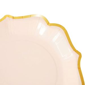 Pink Paper Party <b>Plates</b> with Gold Foil Scalloped Edges 9 Inch Cute Fancy Modern Style for Themed Events Birthdays Bridal <b>Shower</b> - Product Image 3