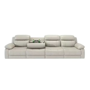 Genuine Leather Sponge Filled Modern Sectional 4 Seater Recliner Sofa Set USB Charging Port Wall-Free Living Rooms Space-Saving - Product Image 3