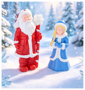Statuetta 3D in Resina di Babbo Natale e Principessa, Decorazione Natalizia da Appendere, Tema Amore, Miniatura Dipinta a Mano, Souvenir Invernale - Product Image 3