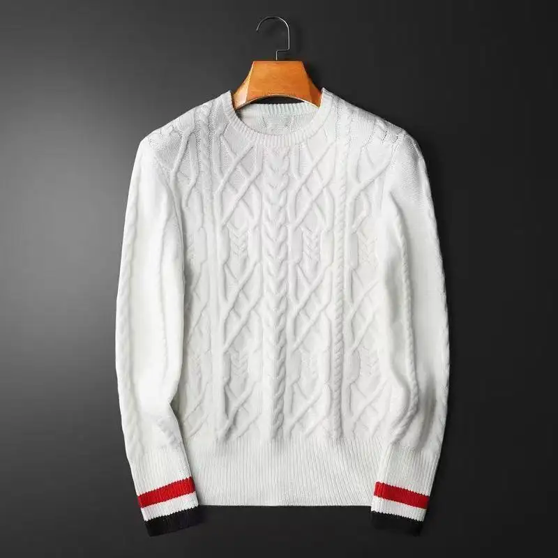 Suéter de malha de caxemira de lã para homens, suéter de luxo com gola redonda para homens, design de marcas famosas, design de suéter de inverno para homens, 2024