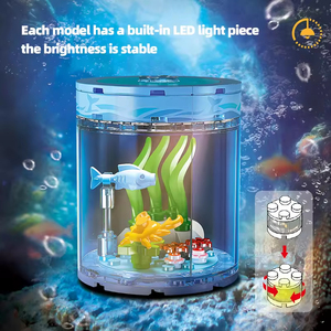 Onderzeese serie bouwsteenset met LED-licht Onderwaterwereldmodel DIY-montage Bouwsteen Aquarium Desktopornamenten - Product Image 3