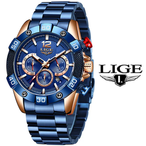 LIGE 10030 Morden Style Nouveauté Haute Qualité Nouvelle Arrivée Bas quantité minimale de commande Étanche Promotionnel Hommes Montre à Quartz Bracelet en Acier Inoxydable - Product Image 2