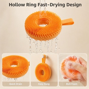 Silicone Circular Body Scrubber <b>Brush</b> Soft <b>Shower</b> Bath <b>Brush</b> Kids Adults Antibacterial Gentle Exfoliation Easy Clean - Product Image 4