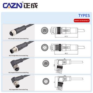 Conectores de Cable de Alimentación de PVC/PUR Moldeados, Blindados de Fábrica, de 1 Metro, M12 Rectos y en Ángulo Recto, de <span class=keywords><strong>2</strong></span>, <span class=keywords><strong>3</strong></span>, 4, 5, 6 y 12 Pines, Hembra y Macho - Product Image 5
