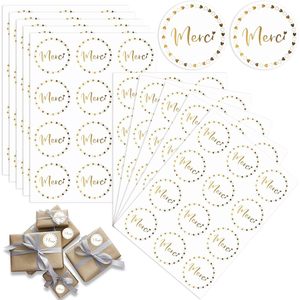 Autocollants circulaires personnalisés Merci en français, papier doré brillant, autocollants adhésifs, cadeaux de mariage, cadeaux pour la fête nuptiale - Product Image 5