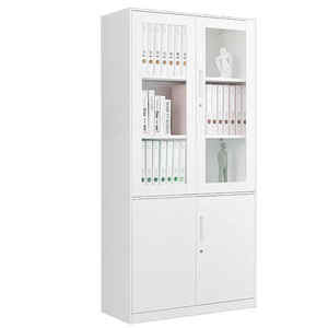 Archivador ejecutivo de metal con 2 puertas de acero y 2 vidrios, almacenamiento de doble acceso para oficina corporativa, Bufete de Abogados Bancarios - Product Image 6