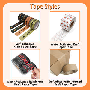 Biyobozunur fiberglas takviyeli Gummed Fiber ambalaj baskılı çevre dostu su aktif <span class=keywords><strong>Kraft</strong></span> kağıt siyah bant - Product Image 4