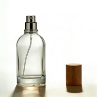 Botol Parfum Kaca Silinder Stok dengan Pompa Semprot Halus, Tutup Kayu, Kosong, Dapat Diisi Ulang, dan Pipet