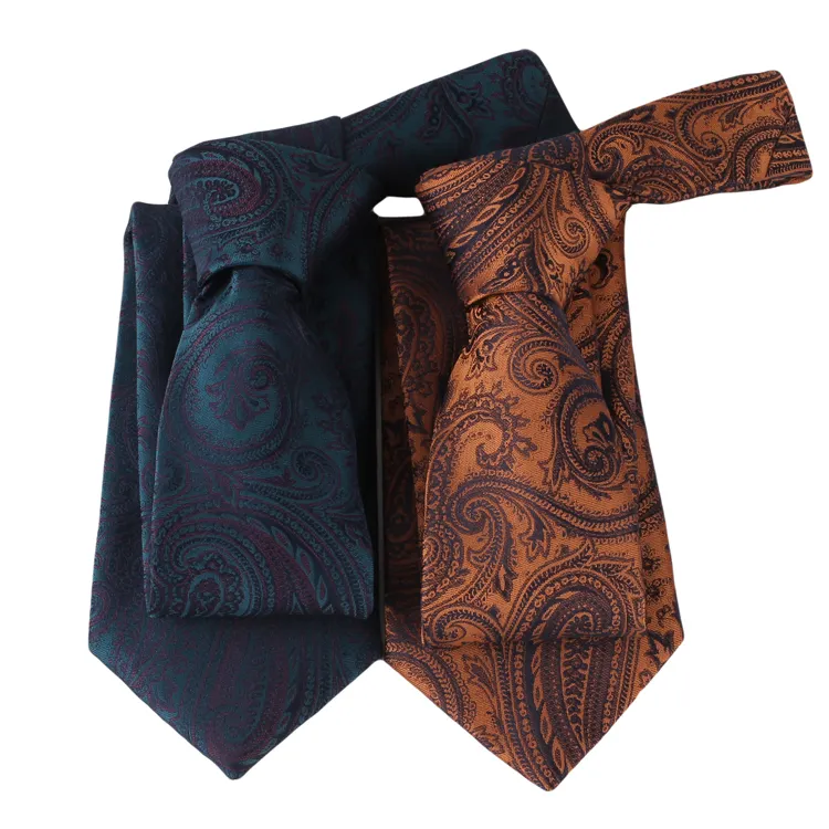 Custom Manufacture Wholesale Polyester Woven Jacquard Formal Neckties Paisley Design Texture Ties for Men