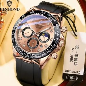 Reloj de Pulsera de Silicona para Hombre Binbond B1727 1727, Reloj Casual de Cuarzo, Resistente al Agua, Luminoso, con Fecha, Caja de Acero Inoxidable - Product Image 1