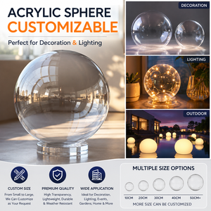 Bola Acrílica Transparente <span class=keywords><strong>de</strong></span> Ning E-Plastics, Resistente a la Intemperie, para Iluminación Exterior, Pantalla Acrílica para Lámparas, Decoración <span class=keywords><strong>de</strong></span> Jardín y Hogar - Product Image 2