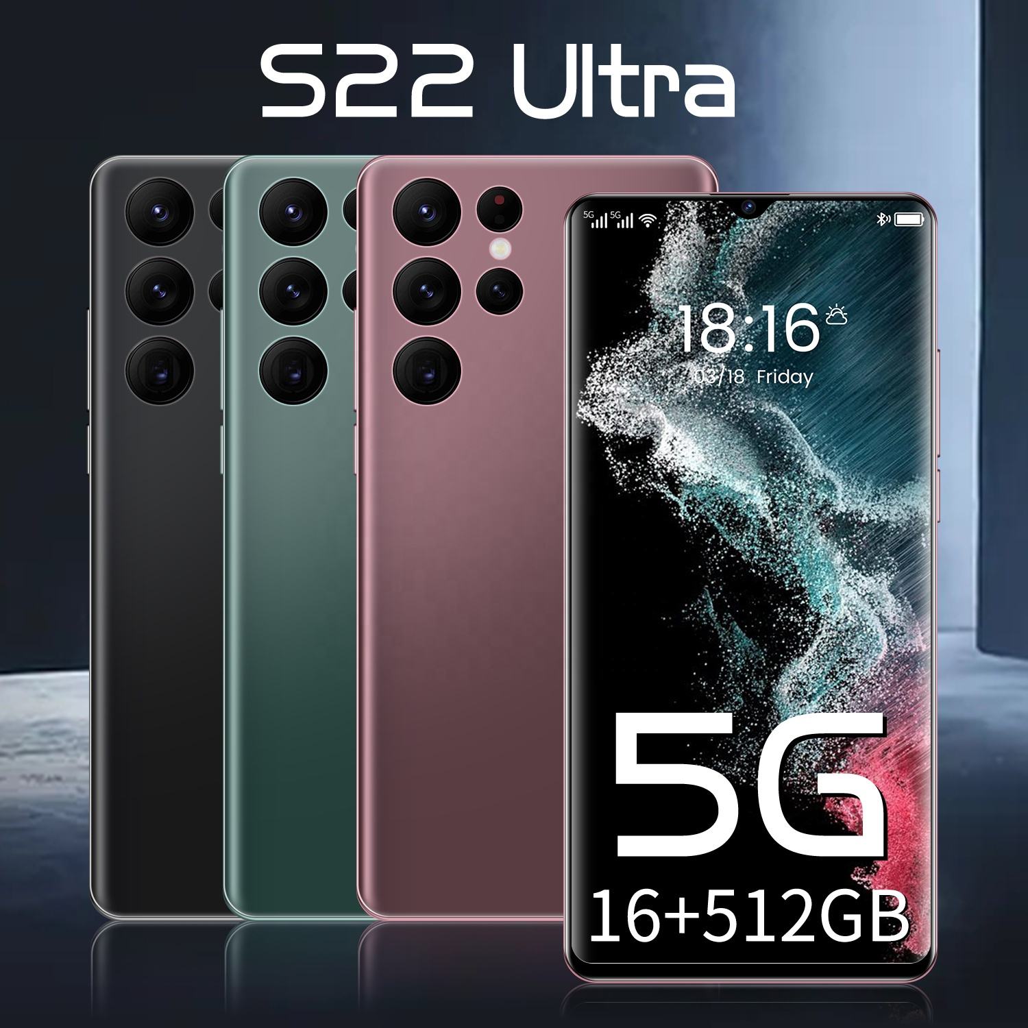 S22 Ultra Mobile Phone - 16GB RAM, 1TB Storage, 6800mah Battery