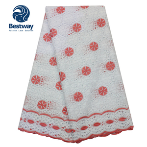 Bestway swiss Tissu <span class=keywords><strong>sec</strong></span> en dentelle brodée en voile de coton pour robe - Product Image 5