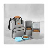 Sac à dos de voyage carré en polyester pour chien et chat, approuvé par les compagnies aériennes, réglable, accessoires de mode pour animaux de compagnie, 2 contenants de rangement pour aliments