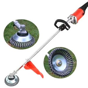 8Inch Lawn Mower Rotating Weed Brush Steel Wire Twisted Knot Wheel Grout Cutter Steel Wire Trimmer Head Grass Brush