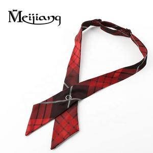 Noeuds papillon croisés personnalisés pour hommes, femmes, uniformes scolaires, en polyester, ajustables, couleurs et motifs personnalisés - Product Image 1