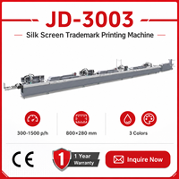 Equipo de Serigrafía de Etiquetas de 3 Colores JD-3003 con Certificación CE, Impresora de Serigrafía de Alta Velocidad para Logotipos de Marcas Textiles para Prendas de Vestir