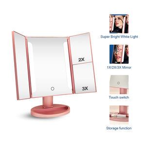 Vergrotende Make-Up Led Spiegel Make-Up Tafel Spiegel Smart Touch Control <span class=keywords><strong>Stand</strong></span> Up Bureau Licht Ijdelheid Drievoudige Make-Up Led Spiegel - Product Image 5