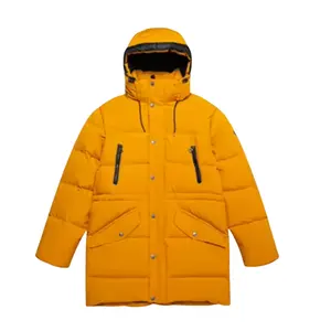 Mode logo personnalisé vente en gros longue veste de mode chaude manteau à capuche hiver bouffée rempli doudoune